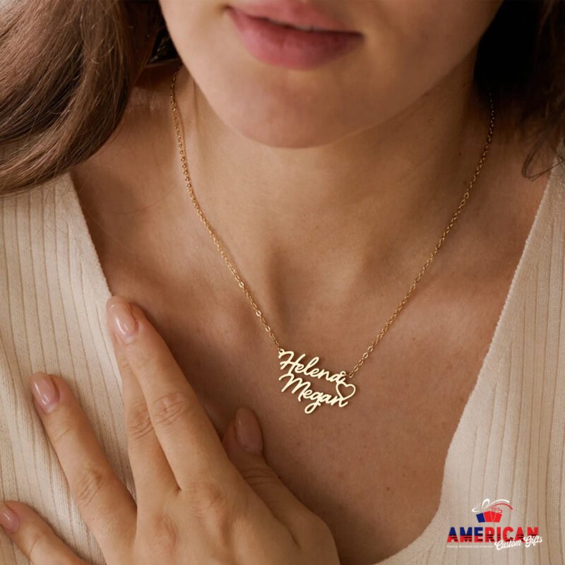 Personalized Double Names Necklace with Heart