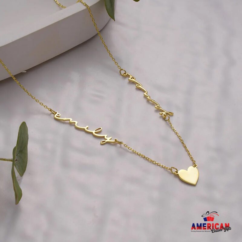 Customized Heart Necklace with 2 Name