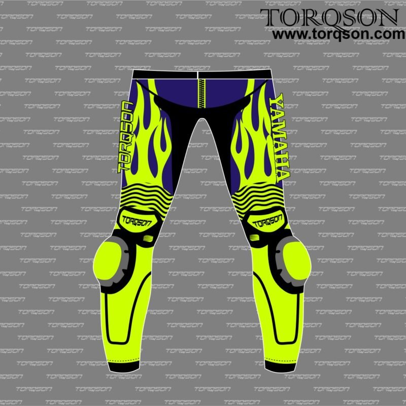 Men & Women Yamaha Motorcycle Racing Cowhide Leather Biker Pants