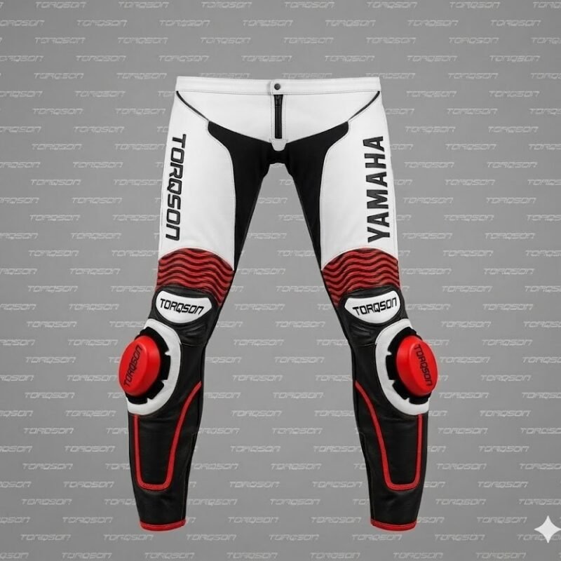 Men & Women Yamaha Motorbike Racing Biker Cowhide Leather Pants