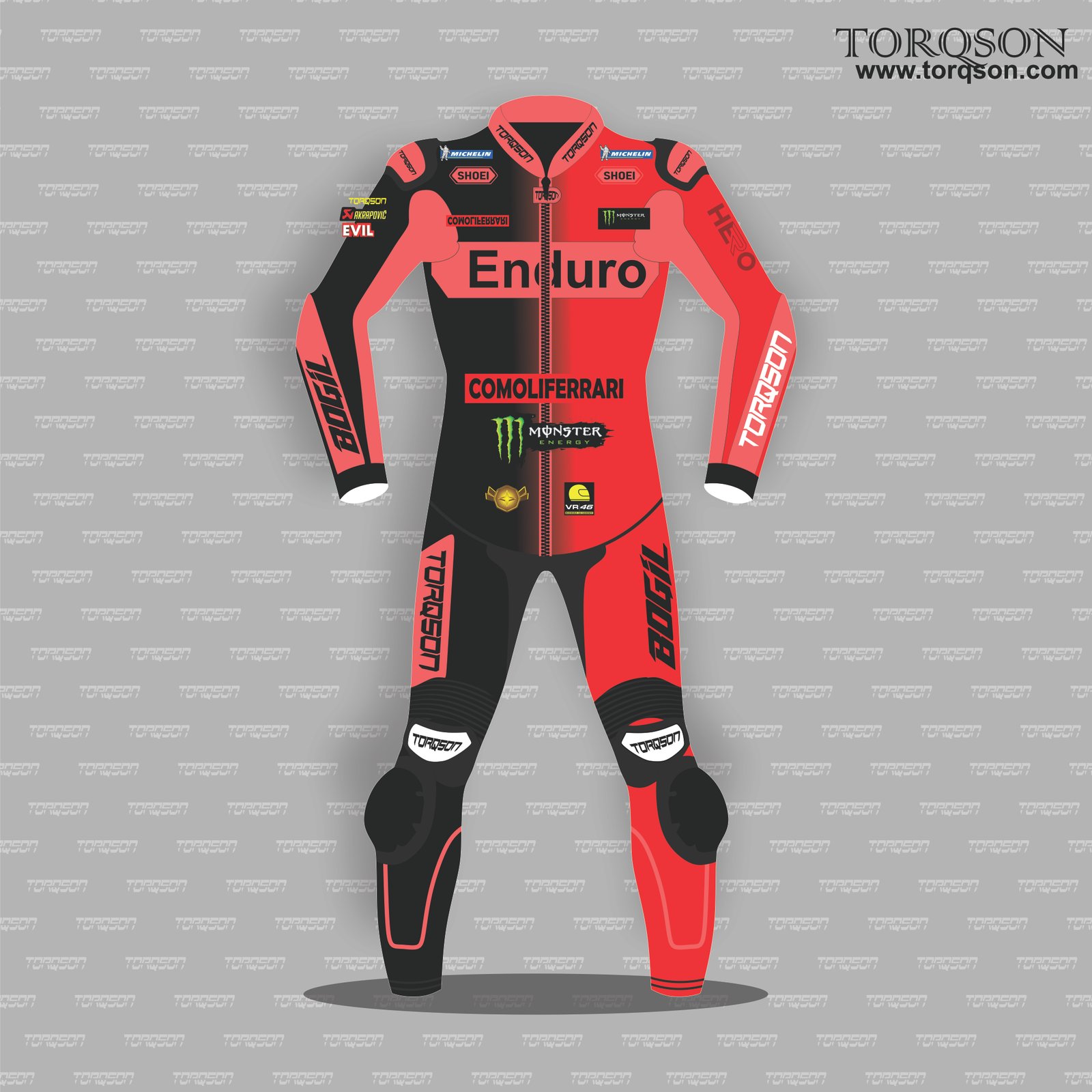 MotoGP Edition Enduro Motorcycle Racing Leather Suit – Red Black Track Suit
