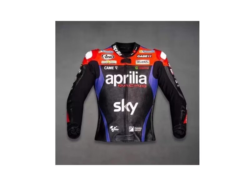 Mens Black Aprilia Motorcycle Racing Leather Jacket MotoGP Motorbike Riding Biker Jacket