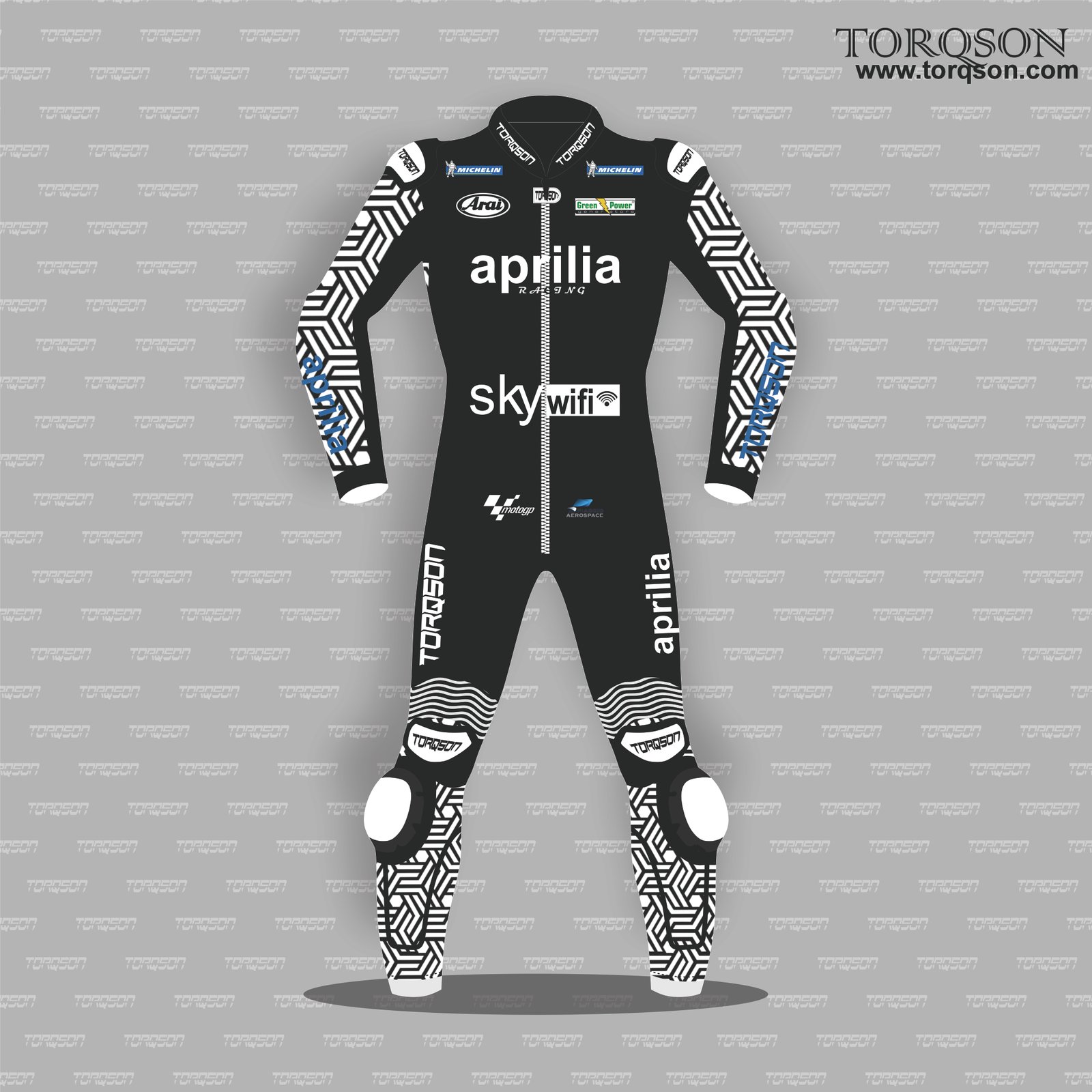 Men Black Aprilia MotoGP Style Motorcycle Racing Suit – Performance Edition