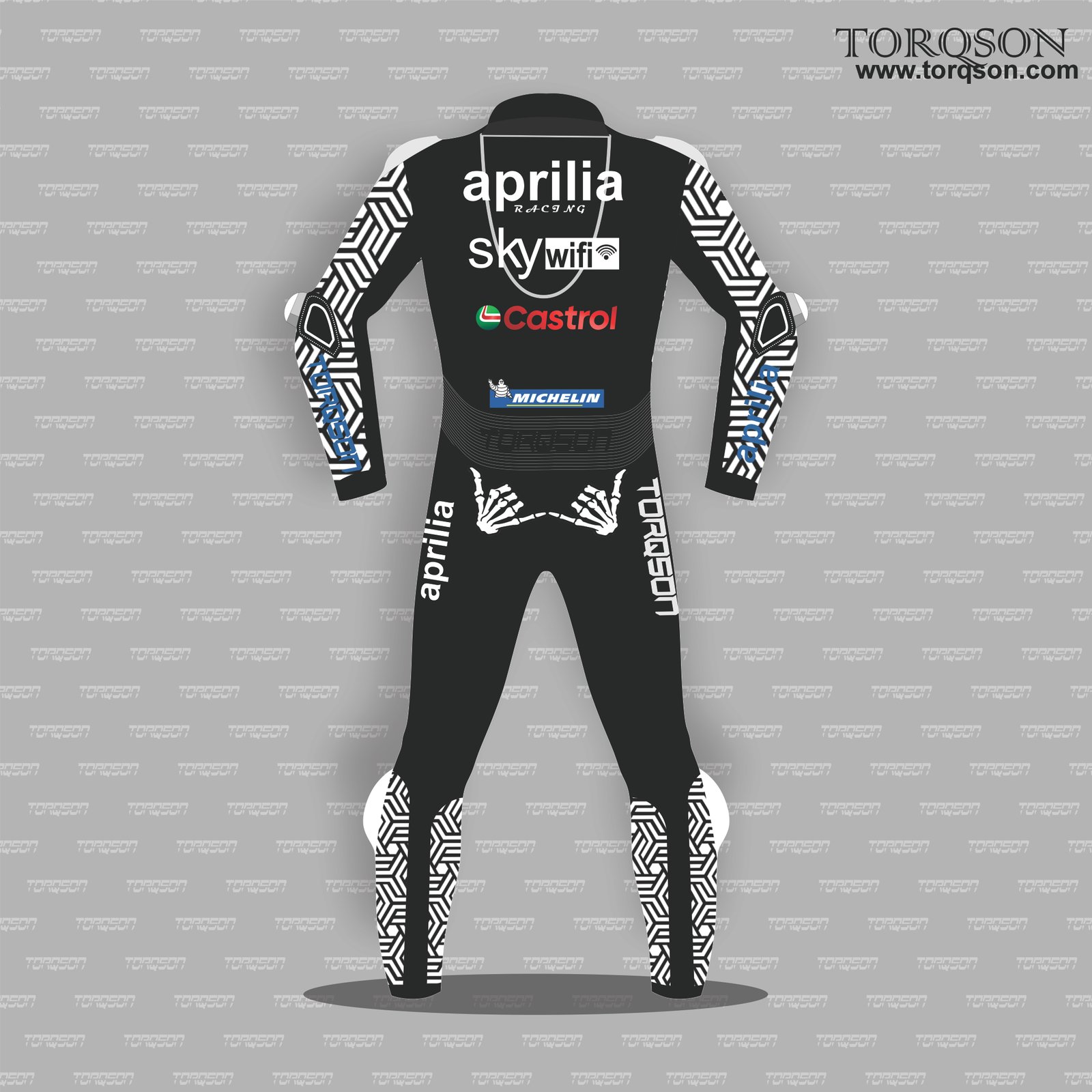 Men Black Aprilia MotoGP Style Motorcycle Racing Suit – Performance Edition
