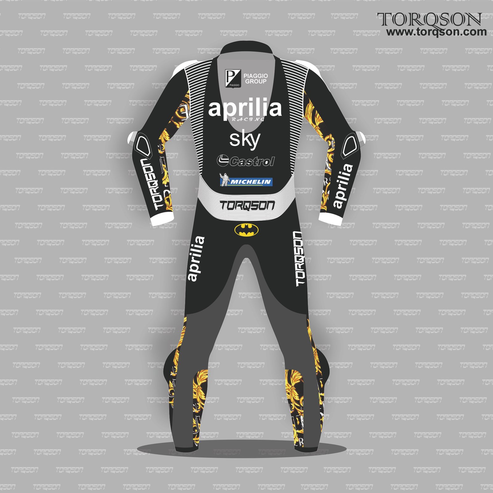 Men Black Aprilia MotoGP Style Motorcycle Racing Suit – Performance Edition