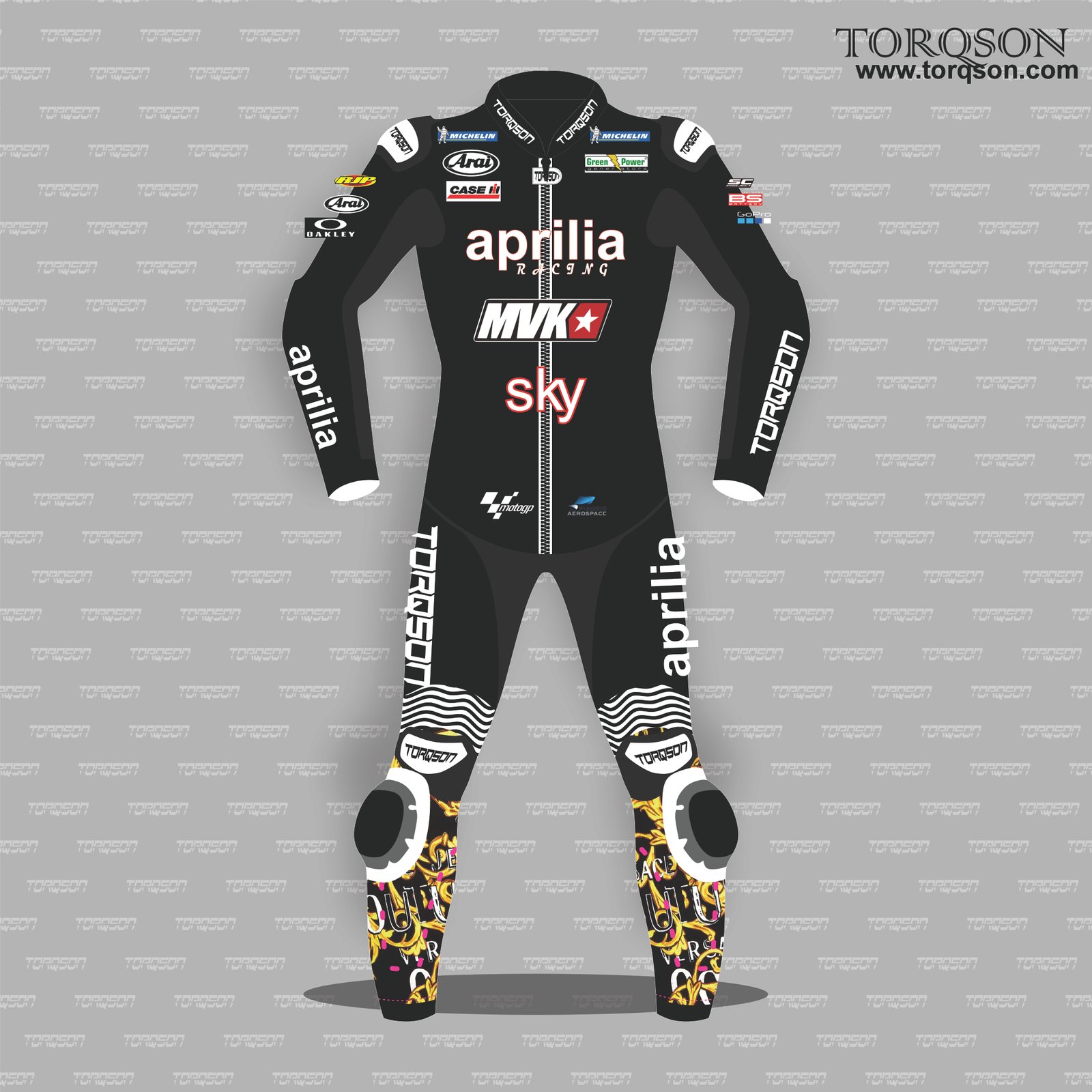 Men Black Aprilia MotoGP Style Motorcycle Racing Suit – Performance Edition