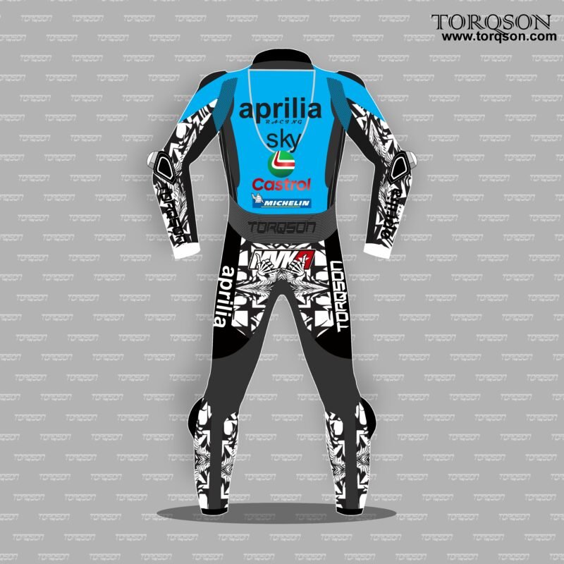 Men Blue Aprilia MotoGP Style Motorcycle Racing Suit – Performance Edition