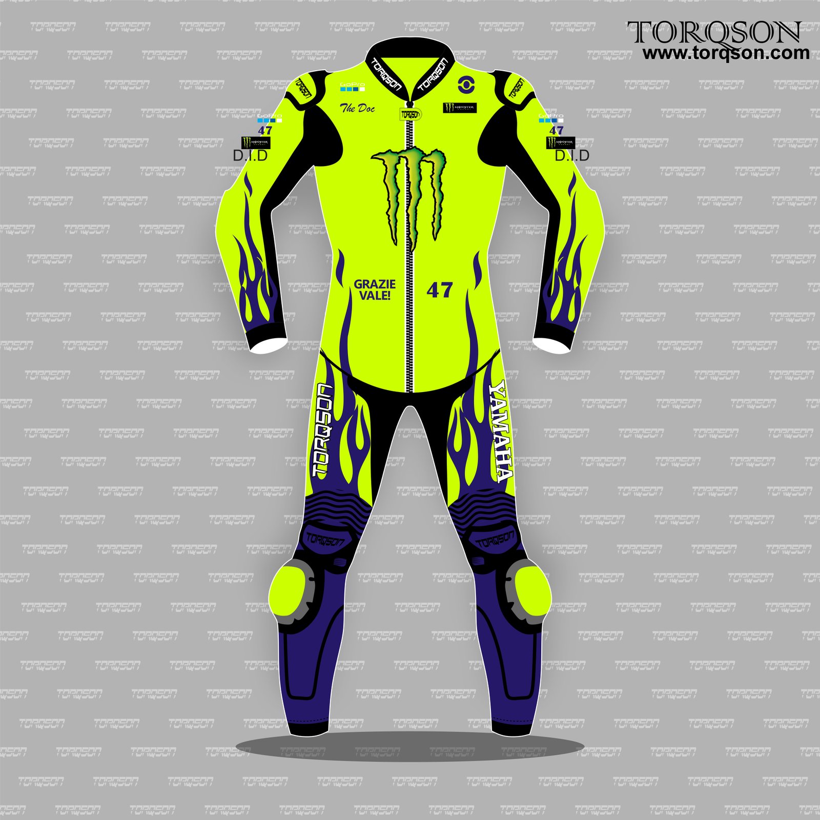 Grazie Vale 47 Yamaha Valentino Rossi Leather Motorcycle Racing Suit