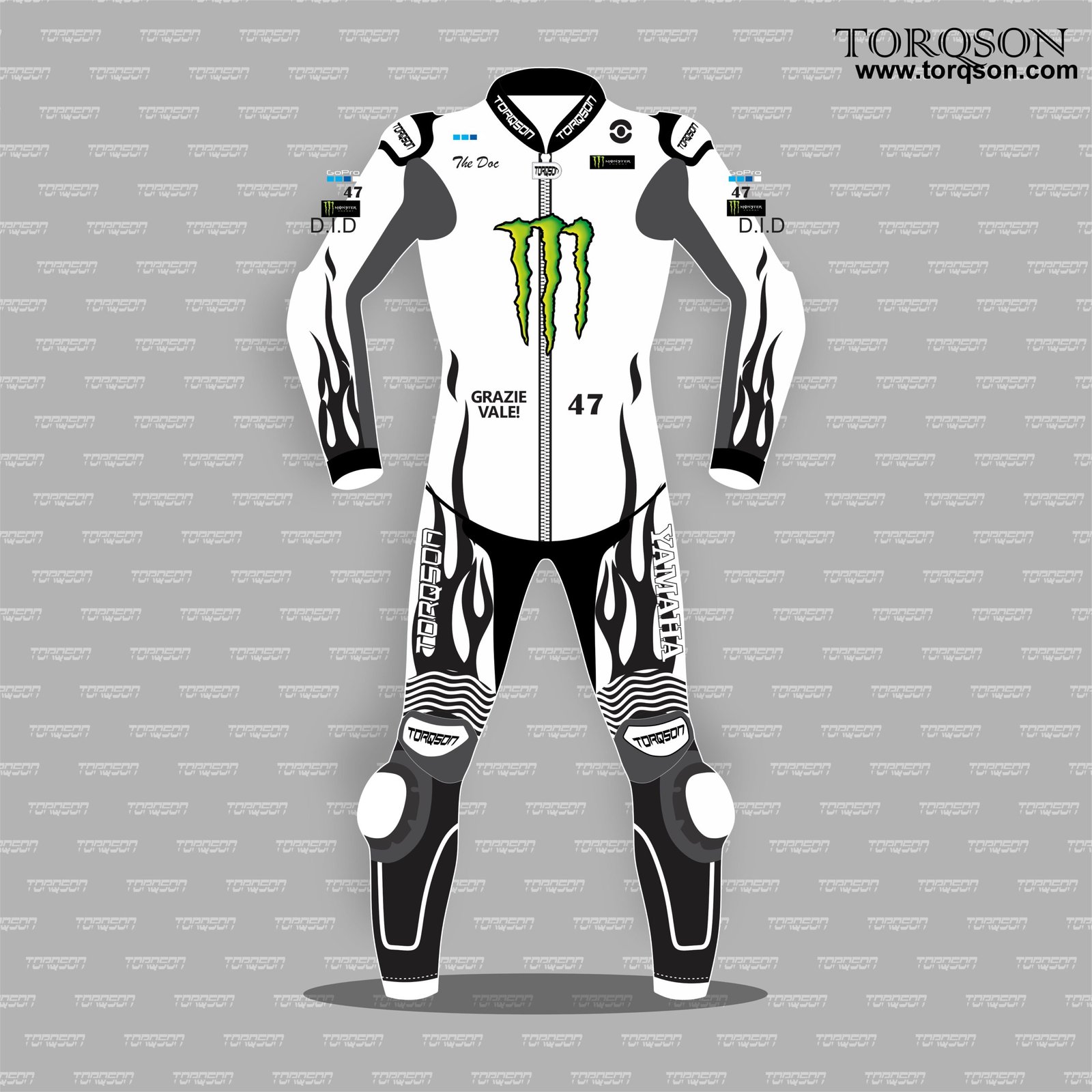 Grazie Vale 47 Yamaha Valentino Rossi Leather Motorcycle Racing Suit